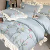 Bedding Sets Light Luxury Fashion French Flower Embroidery Bed 4-piece Set Girl Heart Comfortable Quilt Cover Sheet Boutique Simple Style