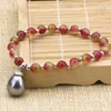 Brin multicolore pierre 6mm Jades calcédoine perles rondes Bracelets femmes goutte coquille 12 16mm pendentif bijoux 7.5 pouces B3171