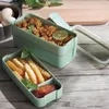 Din sets sets 900 ml draagbare grote capaciteit opslag werk schoolkantoor lunchbox student kinderen volwassenen magnetron veilige vork lepel 3