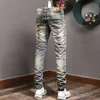 Jeans pour hommes Style italien mode hommes jean rétro Stretch coupe ajustée déchiré jean hommes Vintage concepteur hiver velours chaud Denim pantalon Hombre Z0315