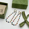 Gekleurde diamanten ketting stud dubbele letter hoepel oorbellen ontwerper voor vrouwen lange diamanten hanger oorhangers met doos