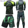 wangcai01 Heren Trainingspakken Mma Bjj Rashguard Ratelslang Boksen Sport Pak Mannen Gym Kding Kickboxing Muay Thai Shorts Compressie Shirt Broek Running Set 0318H23