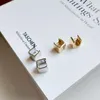 Boucles d'oreilles créoles Huggie 925 Sterling Silver Square Wide Version Korean Jewelry Fashion