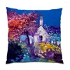 Oreiller canapés étuis décoratifs peinture à l'huile 45x45 Polyester lin velours artistique maison créative coloré couvre E0174