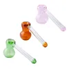 Y154 Standrökande rör Calabash Style Bowl Clear Handle Colored Mouth Dab Rig Glass Pipes