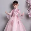 Abbigliamento etnico Abito da principessa rosa Gonna Pettu per bambini Super Fairy Cheongsam Festa di compleanno Flower Girl cinese