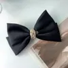 Mode tweelaags bowknot lint vaste kleur haarpin vrouw meisje satijnen boord boog achterhoofd veerclip hoofddeksel haaraccessoires 1973