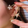 Boucles d'oreilles créoles ALIUTOM en métal plaqué, Cartilage Non perçant, manchette d'oreille en Zircon papillon doré, boucle d'oreille à Clip pour femmes et filles de mariage