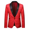 Costumes pour hommes Hommes Noir Paisley Jacquard Blazer Veste Un Bouton Col Châle Blazers Hommes Robe De Mariée Formelle Costume De Banquet De Scène