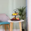 Armazenamento de cozinha madeira vintage de duas bandeja em camadas com alça de metal redonda fácil de montar decoração de casa de 2 níveis para apresentação
