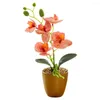 Decorative Flowers Artificial Flower Bonsai UV-resistant Easy Care Plastic No Fading Butterfly Orchid Potted For Home