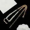 Frauen Kristall Perlenketten Anhänger Designer Gold Silber Buchstabe Edelstahl Halsketten Kette Strass Halsband Marke für Mädchen Hochzeit Party Schmuck