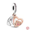 925 silver Fit Pandora Original charms DIY Pendant women Bracelets beads Family Always Encircled Heart Charm Love