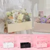 Confezione regalo Scatola trasparente Quadrato Rosa Bianco Cartone PVC Scatole pieghevoli per fiori Borsa da imballaggio per damigella d'onore di lusso moderna