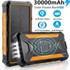 30000 mAh Wasserdichte Solar Power Bank Qi Drahtlose Ladegerät Powerbank Für Samsung S22 Xiaomi Poverbank mit Camping Licht