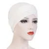 Women Turban Hat Solid Color Muslim Hijab Cotton Inner Hijab Hats Ladies Islamic Cross Headband African Trendy Head Wraps HCS218