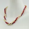 Choker Perfect Design. Quality. 6MM Natural Coral. 4MM Pink Baroque Pearl. Women In Birthday Party. Classic Jewelry 19"