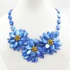 Choker elegancki, rafinowany królewski niebieski naszyjnik kwiatowy. Najnowsza biżuteria ślubna ślubna 20 ”