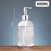 Distributeur de savon liquide 400ML Grand distributeur de savon manuel Rechargeable en verre transparent Désinfectant pour les mains Bouteille Conteneurs Presse Bouteilles vides Accessoire de salle de bain 230317