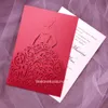 Cartões de felicitações Red Shimmer Laser Cut Invitations 50pcs Cartões de convites de impressão personalizados para chuveiro de noiva Sweet 15 Convide 230317