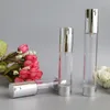 Storage Bottles 15ml 20ml 30ml Empty Airless Pump Silver Transparent Mini Portable Vacuum Cosmetic Treatment Travel Bottle 10pcs