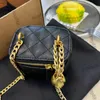 23P Femmes Designer Vanity Mini Box Sac Crush Coeur Perle Perle Caviar Cuir De Veau Cosmétique Cas Or Métal Matériel Chaîne En Métal Bandoulière Sac À Main D'épaule 11.5CM