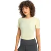 L158 Kort ärmskjortor Lätt yoga toppar snabbtorkande t-shirt utomhus träningskläder kvinnor som kör tröja