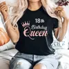 Damen-T-Shirt 16 18 Jahre alt 20 Jahre alt 30 Jahre alt Geburtstagsparty-Grafik-T-Shirts Damen Familien-T-Shirts Damen 230317