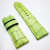 24 mm -22 mm 가벼운 녹색 악어 곡물 송아지 가죽 밴드 스트랩 Pam Pam111 Watch에 적합합니다.