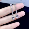 Dange oorbellen natuurlijke aquamarine dames zilver 925 bruiloft edelstenen sterling gecertificeerde sieraden