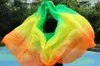 Stage Wear 2023 Design Real Silk Belly Dance Veil Veils Tari Perut Kostum Wholesale 250 114cm Arancione Giallo Verde