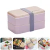 Set di stoviglie Box Bento Lunch Layer Contenitori giapponesi Doppio contenitore Scatole per pasti Impilabili Studenti Microonde Picnic Preparazione per adulti