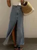 Gonne Tossy 2023 Casual Denim a vita alta rovesciato Maxi Jean Summer Holiday Long 230317