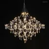 Lâmpadas de lâmpadas pendentes Crystal Lustelier para sala de estar de jantar Design de teto pendurado Design de brilho dourado Lâmpada de suspensão LED moderna