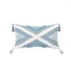 Poduszka nordycka kępka okładka ręcznie robiona niebieska biała geometryczna długie dzieci poduszka sypialnia sofa krzesło okrężne poduszki dekoracyjne