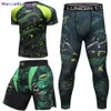 wangcai01 Survêtements pour homme Mma Bjj Rashguard Ratelslang Boksen Sport Pak Mannen Gym Kding Kickboxing Muay Thai Short Compressie Shirt Broek Running Set 0318H23