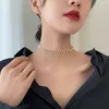 Choker LoveLink Jewelry Fashion Simple Short Necklace Imitation Pearl Stainless Steel Women Statement