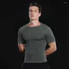 Men's T Shirts Short Sleeve Plain Tees Men Undershirt Compression Stretch Tops Bodybuilding Fitness Workout Shirt Mens Training Wear