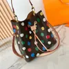 Women Bucket Totes Shopping Bags Purses Floral Round point Letter Handbags Leather Fashion Shoulder Bags Wallets