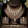 Ketting oorbellen set hibride mode gouden kleur cz stenen oorbel briljante lange druppel bruiloft bruidsjurk sieraden voor vrouwen n-1479