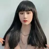 Hurtowa Lisa Wig Womens Long Hair Internet Celebrity Comic Bangs Collarbone