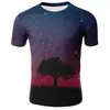 T-shirts pour hommes imprimés en 3D T-shirt couleur ciel Design créatif pour hommes et femmes univers fantastique romantique étoilé