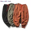 Wangcai01 Erkek Pantolon Yeni Yaz Bahar Japonya Stil Erkekler Pamuk Keten Harem Pantolon Çin tarzı Erkek Causel Pantolon 0318H23