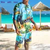 wangcai01 Chándales para hombre Hawaii Conjunto de chándal para hombre Impresión 3D 2 piezas Hombre Camiseta / Pantalones cortos Traje deportivo Tendencia casual Vacaciones en la playa Harajuku Ropa de verano 0318H23