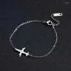 Braccialetti a maglie Personalità Design Aereo Bracciale con ciondoli Aereo in acciaio inossidabile Catena regolabile Gioielli da indossare ogni giorno per le donne