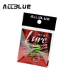 Ami da pesca ALLBLUE 4 paia / lotto Jig in metallo Gancio di assistenza luminoso con linea in PE Piuma Anello solido Cucchiaio da jigging Amo per esca da pesca 5-80g P230317