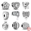 925 argent Fit Pandora Original breloques DIY Pendentif femmes Bracelets perles Zircon Shell Brillant Amour Coeur fleur