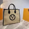 Women Fashion Classic Totes Bag Letter Print Handbags Kints Shopping Bag Casual Large Tote Straw Beach Bags 230705