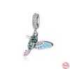 925 Silver Fit Pandora Oryginalne urok DIY Wiselant Women Bracelets Koraliki Pink Murano Glass Flamingo Dangle