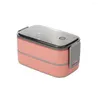 Geschirr-Sets, Edelstahl-Lunchbox, Frischhaltebehälter, Picknick-Bento-Mikrowellenherd-Boxen für den Außenbereich, rosa, einlagig